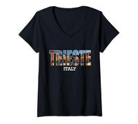 Femme Préfecture de Trieste Italie Ville Trieste Vintage Italia T-Shirt avec Col en V