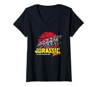 Femme Prehistoric Bark Dog Evolution Dino Parody Art T-Shirt avec Col en V