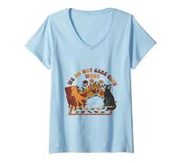 Femme Préménopause Amusante, on s'en fout | WDNC Cats Club T-Shirt avec Col en V