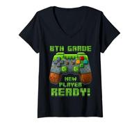 Femme Premier Jour du Joueur de 8e année prêt 1er Jour de 8e année T-Shirt avec Col en V