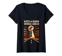 Femme Premier propriétaire de voiture, nouveau chauffeur, étape importante, Ride Pride Independence T-Shirt avec Col en V