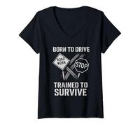 Femme Premier propriétaire de voiture, nouveau chauffeur, étape importante, Ride Pride Independence T-Shirt avec Col en V