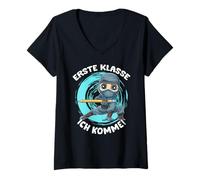 Femme Première Année À L'école Ninja, Me Voilà T-Shirt avec Col en V
