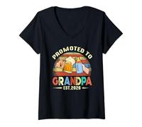 Femme Première Fois Grand-père Nouveau Papa promu Grand-père 2026 T-Shirt avec Col en V