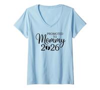 Femme Première Fois Maman promue à Maman 2026 révélation bébé T-Shirt avec Col en V