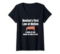 Femme Première Loi du Mouvement de Newton ; Physique Amusante, Sommeil T-Shirt avec Col en V