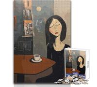 Femme prenant Un café dans Un café, Style Amedeo Modigliani Puzzle Adulte de 1000 pièces Jeu éducatif, Intelligent et Amusant Un et touchant Dimensions:38x26cm
