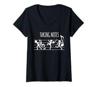 Femme Prendre des Notes Jeu de Mots drôle T-Shirt avec Col en V