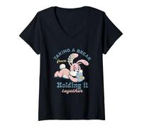 Femme Prendre Une Pause de Tenir Ensemble T-Shirt avec Col en V