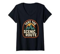 Femme Prenez la Route panoramique T-Shirt avec Col en V