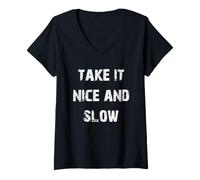 Femme Prenez-Le Bien et Lentement T-Shirt avec Col en V