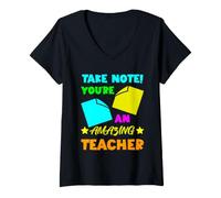 Femme Prenez Note! Vous êtes Un Enseignant Incroyable appréciation Gratitude T-Shirt avec Col en V