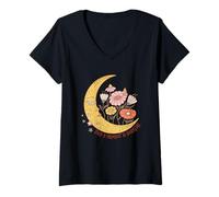 Femme Prenez un moment pour respirer les fleurs de lune T-Shirt avec Col en V