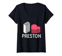 Femme Prénom personnalisé I Love Preston T-Shirt avec Col en V