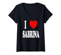 Femme Prénom Sabrina I Love Sabrina T-Shirt avec Col en V