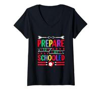 Femme Préparez-Vous à rentrer à l'école des Enseignants et des élèves T-Shirt avec Col en V