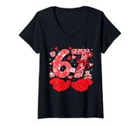 Femme Preppy Six Seven Valentine 6 7 Meme Design Numéro Blague Drôle T-Shirt avec Col en V
