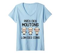 Femme Près Des Moutons Loin Des Cons Homme Berger Homme Mouton T-Shirt avec Col en V