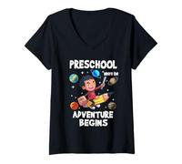 Femme Preschool Where The Adventure Begins Back to School for Boys T-Shirt avec Col en V
