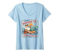 Femme Présentation Canard Sirène Plage Solitude Vacances T-Shirt avec Col en V