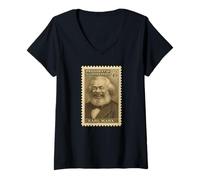 Femme Président des États-Unis, Karl Marx T-Shirt avec Col en V