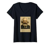 Femme Président des États-Unis, Karl Marx T-Shirt avec Col en V