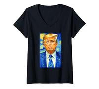 Femme Président Moderne Post-impressionniste T-Shirt avec Col en V