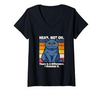 Femme Presque Pas sur, il y a Une différence, Je l'entretiens, Chat T-Shirt avec Col en V