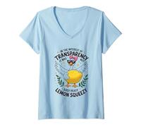 Femme Presse au citron dans l'intérêt de la transparence T-Shirt avec Col en V