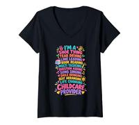 Femme Prestataire de Services de Garde d'enfants T-Shirt avec Col en V