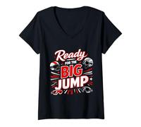 Femme Prêt pour Le Parachutiste Big Jump T-Shirt avec Col en V