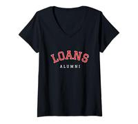 Femme Prêts Alumni Effacer la Dette étudiante Pardon College Prêts T-Shirt avec Col en V