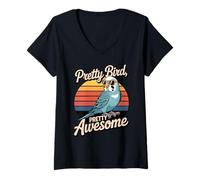 Femme Pretty Bird - Perruche rétro - Ornithologue T-Shirt avec Col en V