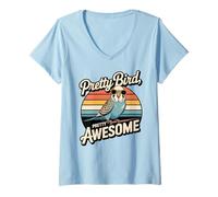 Femme Pretty Bird - Perruche rétro - Ornithologue T-Shirt avec Col en V