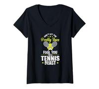 Femme Pretty Face, Je suis Une bête de Tennis T-Shirt avec Col en V