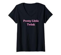 Femme Pretty Little Twink - Cadeau Sexy Rose pour Homme Gay T-Shirt avec Col en V