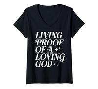 Femme Preuve Vivante de l'amour d'un Dieu Aimant Entre Un Homme et Une Femme chrétiens T-Shirt avec Col en V