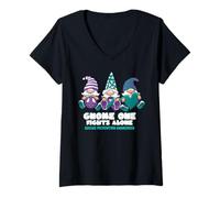 Femme Prévention du Suicide GNOME One Fights Alone Wear Purple T-Shirt avec Col en V
