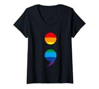 Femme Prévention du Suicide par Point-Virgule Semicolon T-Shirt avec Col en V