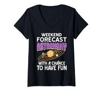 Femme Prévision du Week-End Astronomie Science Amusante T-Shirt avec Col en V