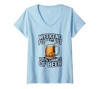 Femme Prévisions du Week-End : 100% de Chance de bière T-Shirt avec Col en V