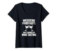 Femme Prévisions du W nd : 100% de Chances de dégustation de vin T-Shirt avec Col en V