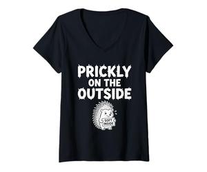 Femme Prickly on The Outside Soft Inside Timide Hedgehog Anxiety T-Shirt avec Col en V