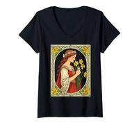 Femme Pride Art Nouveau pour la Saint-David's Day T-Shirt avec Col en V