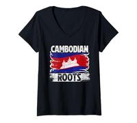 Femme Pride Khmer, Strong Cambodian Spirit Heritage, États-Unis T-Shirt avec Col en V