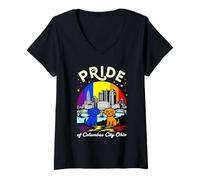 Femme Pride of Columbus City Ohio Dogs Drapeau Arc-en-Ciel T-Shirt avec Col en V