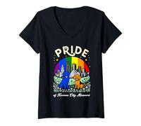 Femme Pride of Kansas City Missouri Dogs Drapeau Arc-en-Ciel T-Shirt avec Col en V