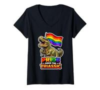 Femme Pride Since The Trias Rainbow Dino Pride T-Shirt avec Col en V