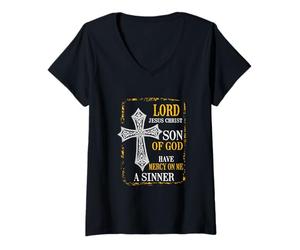 Femme Prière de Jésus - Foi chrétienne orthodoxe et catholique T-Shirt avec Col en V