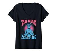 Femme Prière pour la liberté, Peur de Lord Christian Streetwear T-Shirt avec Col en V